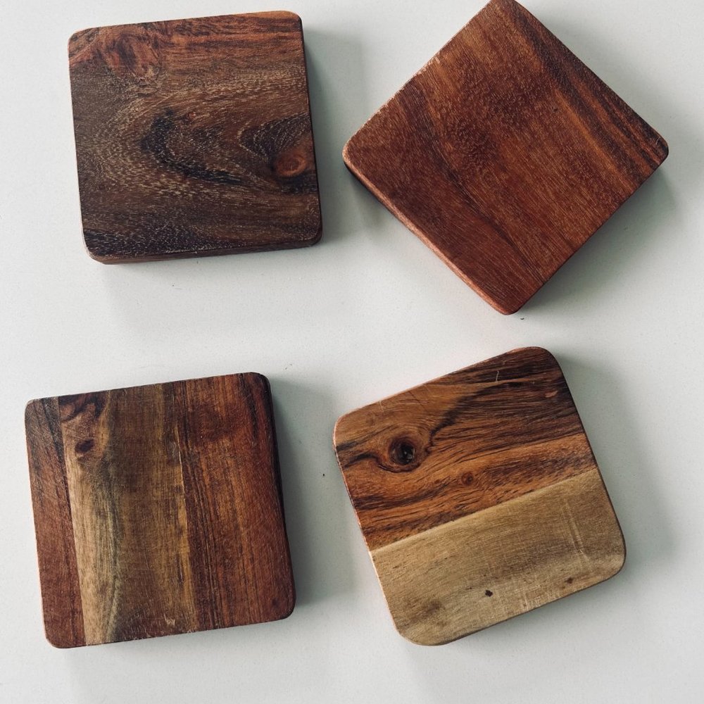 Rustic Natural Wood Coaster Set - Picture 2 of 3